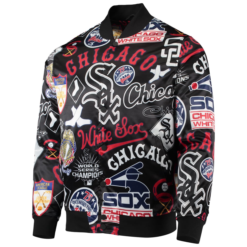 PRO STANDARD CHICAGO WHITE Sox BLACK ALLOVER PRINT SATIN FULL-SNAP JACKET