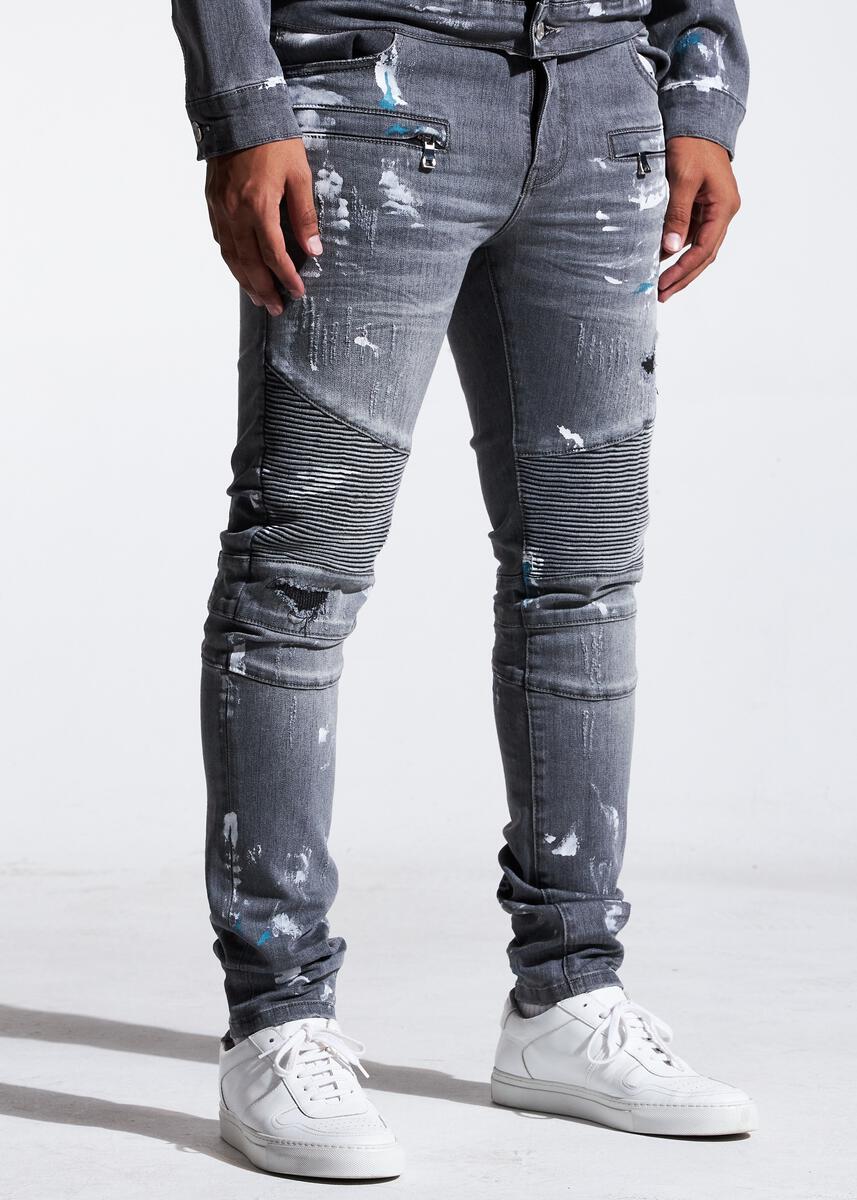 EMBELLISH ASHER BIKER DENIM (GREY PAINT) EMBSP121-104