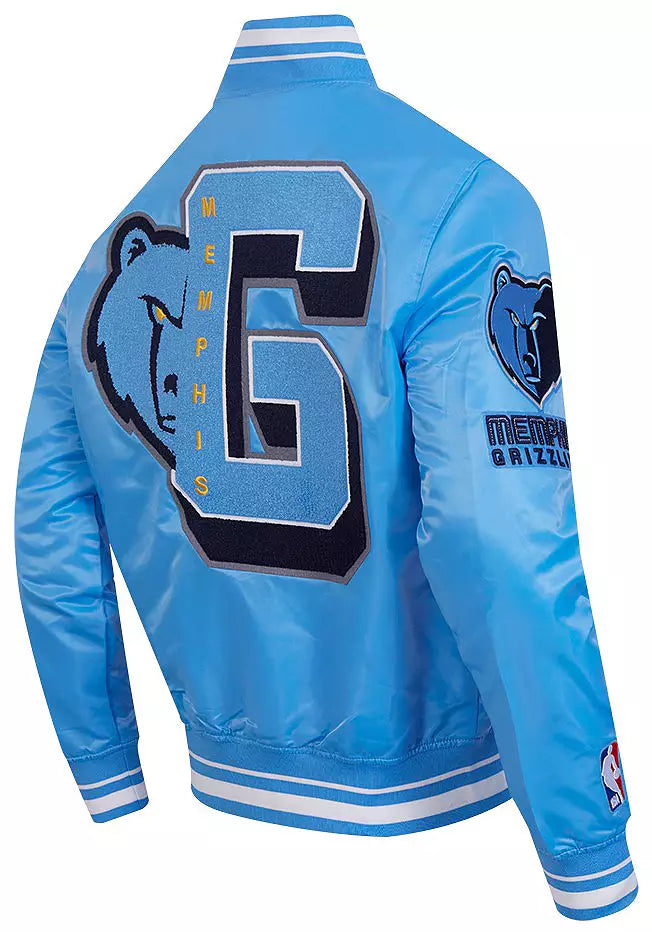 Pro Standard Men's Memphis Grizzlies Blue Mash Up Rib Satin Jacket (University Blue) BMG6515706