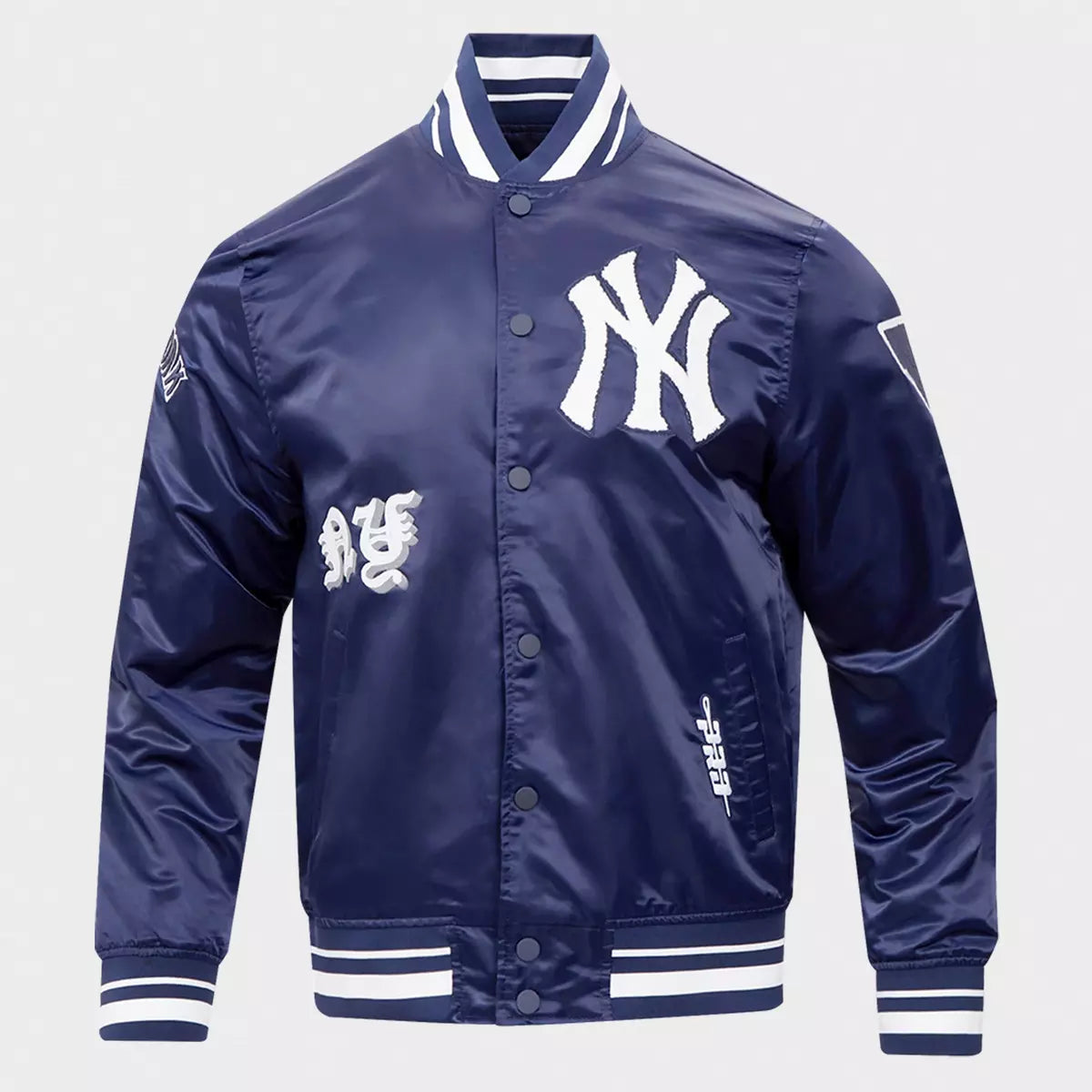 Pro Standard New York Yankees Mens Navy Blue Old English Satin Light Weight Jacket LNY6314652