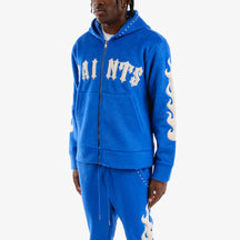 COPPER RIVET "SAINTS" MOHAIR HOODIE W/ PEARL DETAILS (ROYAL BLUE)
