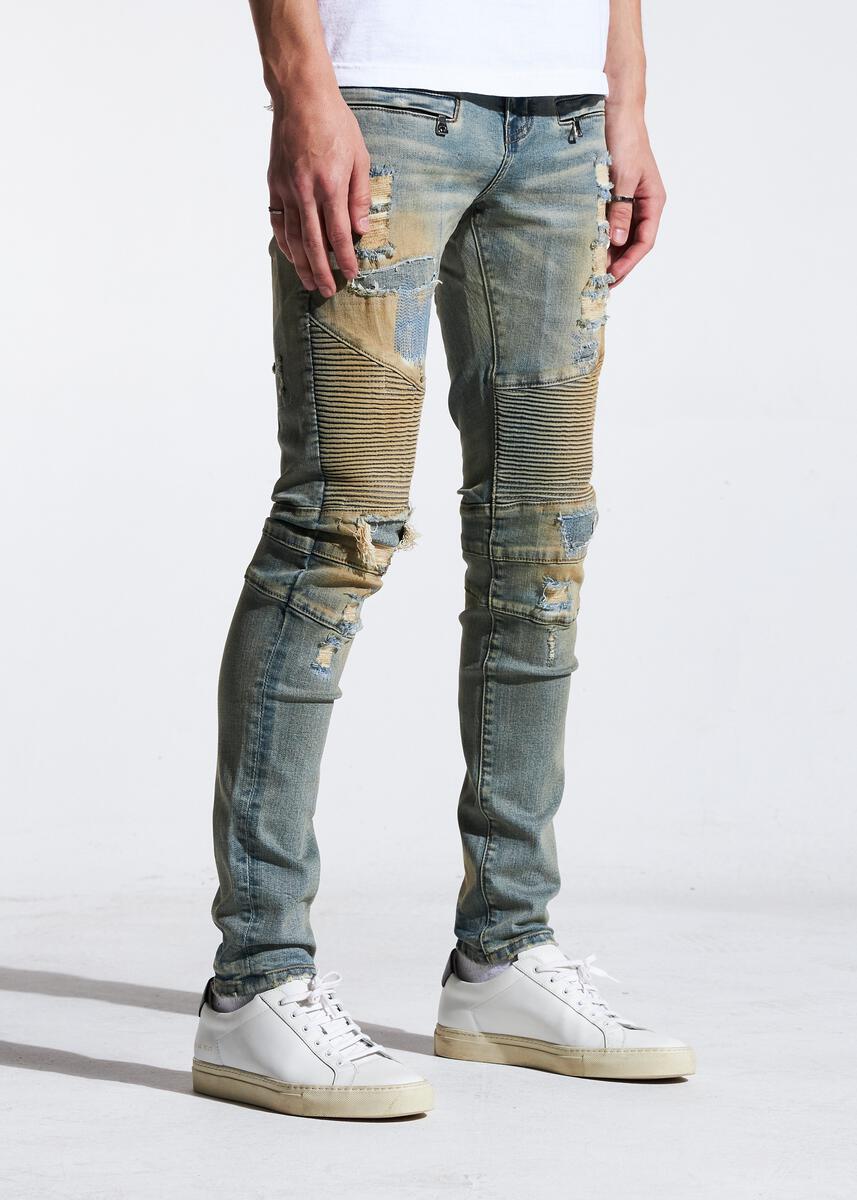 EMBELLISH PYLA BIKER DENIM (LIGHT SAND) EMBSP121-107