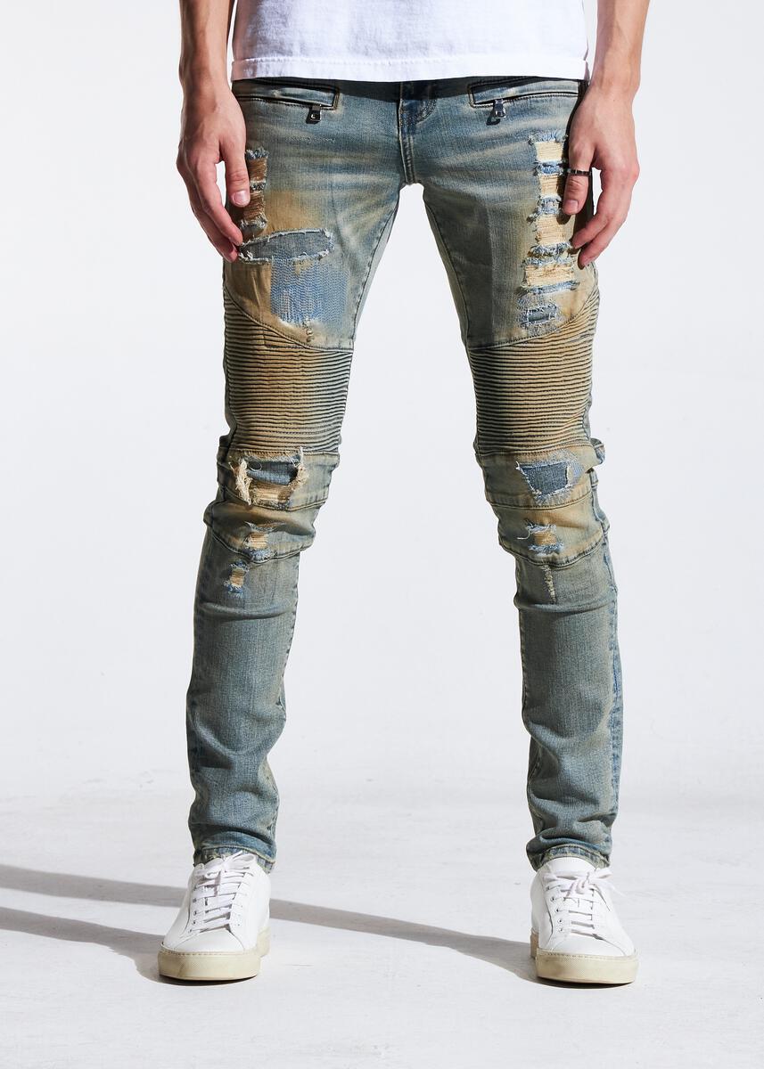 EMBELLISH PYLA BIKER DENIM (LIGHT SAND) EMBSP121-107