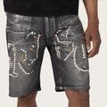 SMOKE RISE PATCHWORK DENIM SHORTS (JS26S453) Molten Black