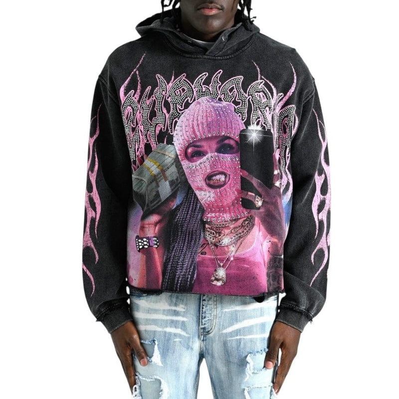 TAKER / T5261, RAW-EDGE CROPPED FRENCH-TERRY HOODIE (T5261)
