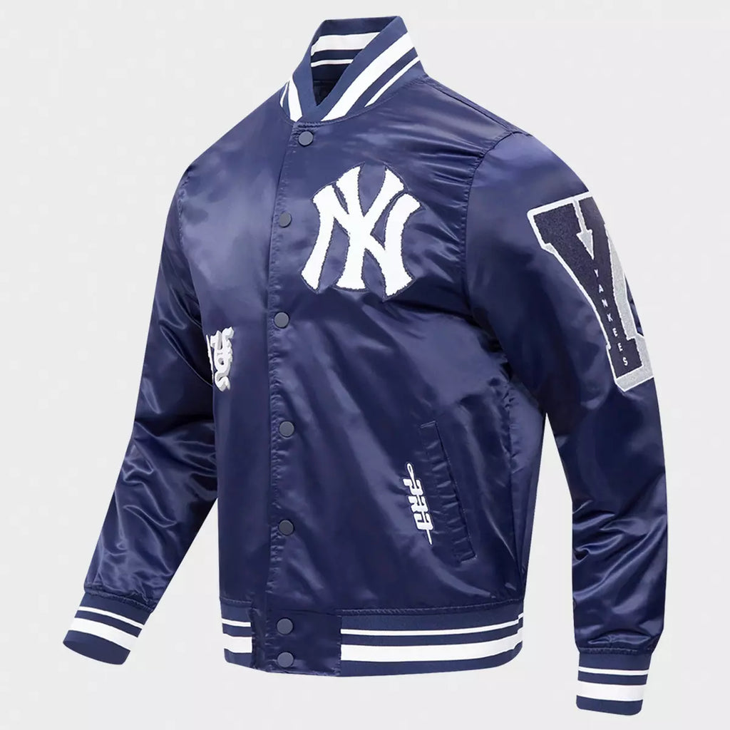 Pro Standard New York Yankees Mens Navy Blue Old English Satin Light Weight Jacket LNY6314652