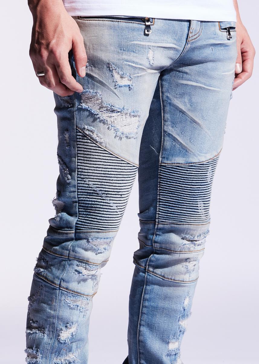 EMBELLISH LERO BIKER DENIM (BLUE) EMBF121-115