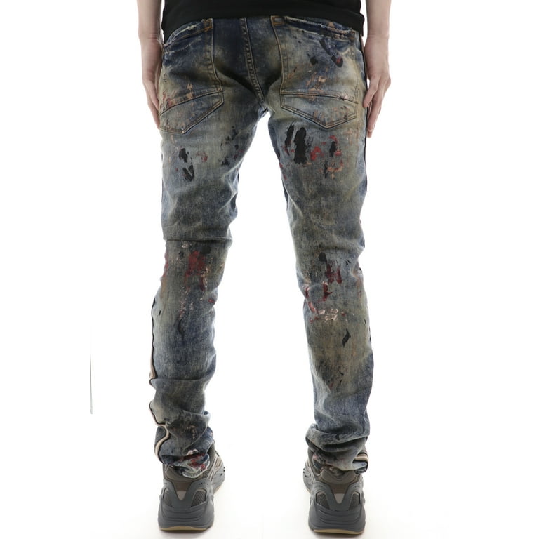 Jordan Craig Men's Sparta Striped Splatter Denim Jeans (Taupe Haze) JM3441