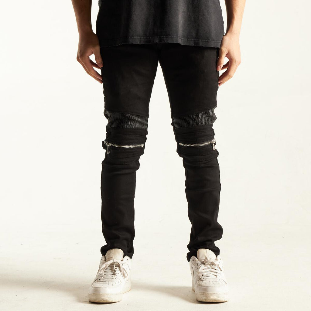 EMBELLISH SUNNY BIKER DENIM (BLACK) EMBQS28-105