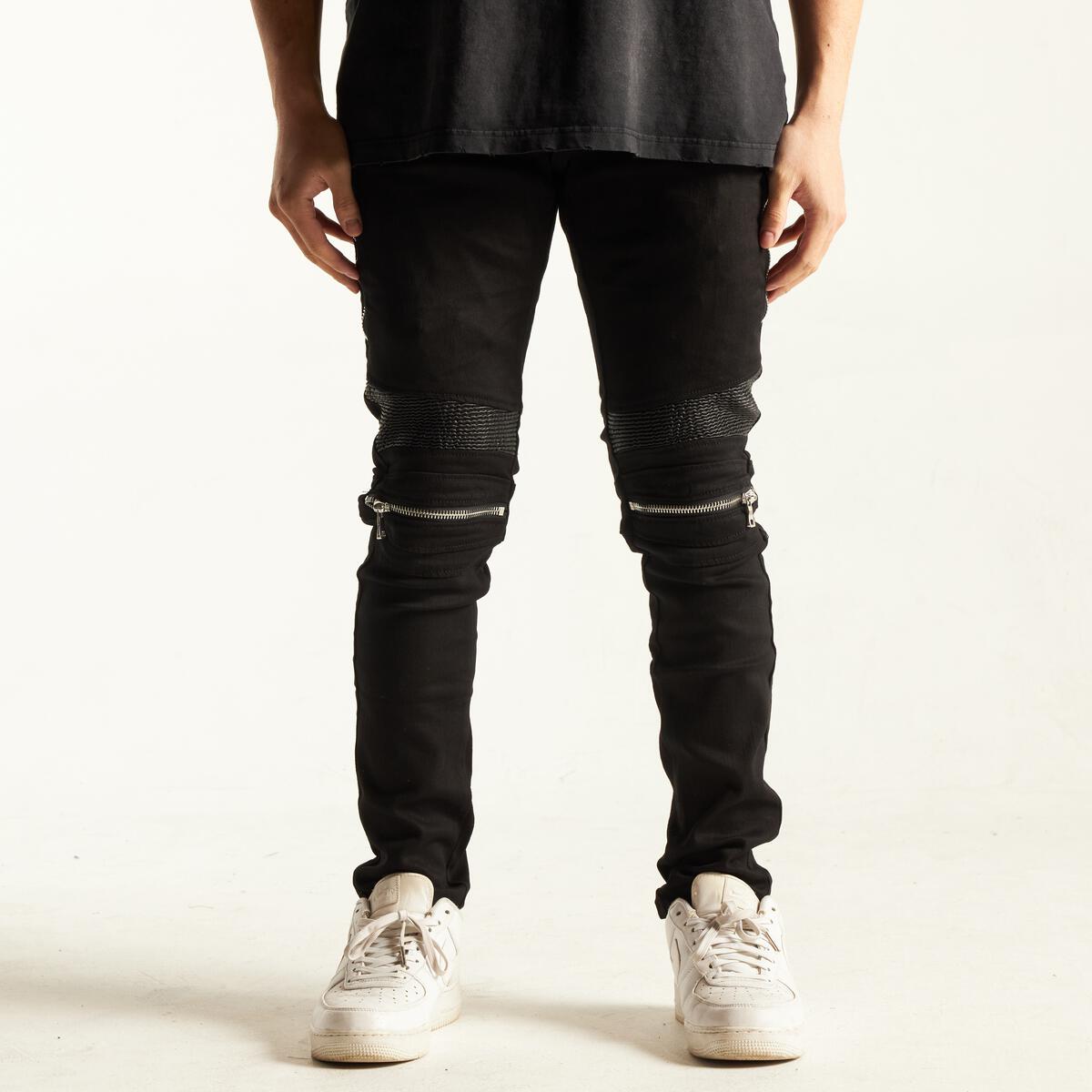 EMBELLISH SUNNY BIKER DENIM (BLACK) EMBQS28-105