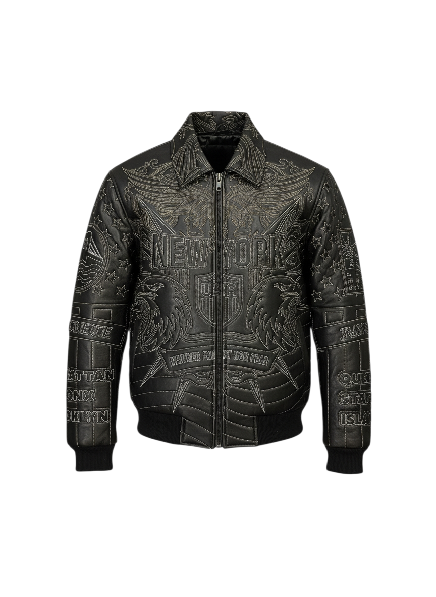 JORDAN CRAIG / NEW YORK EMBROIDERED BOMBER JACKET BLACK