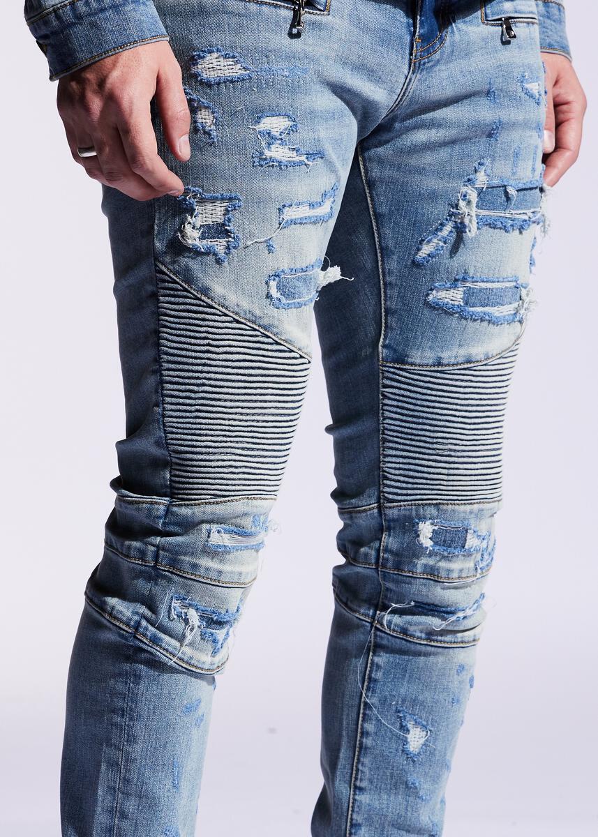 EMBELLISH STEFAN BIKER DENIM (BLUE) EMBF221-112