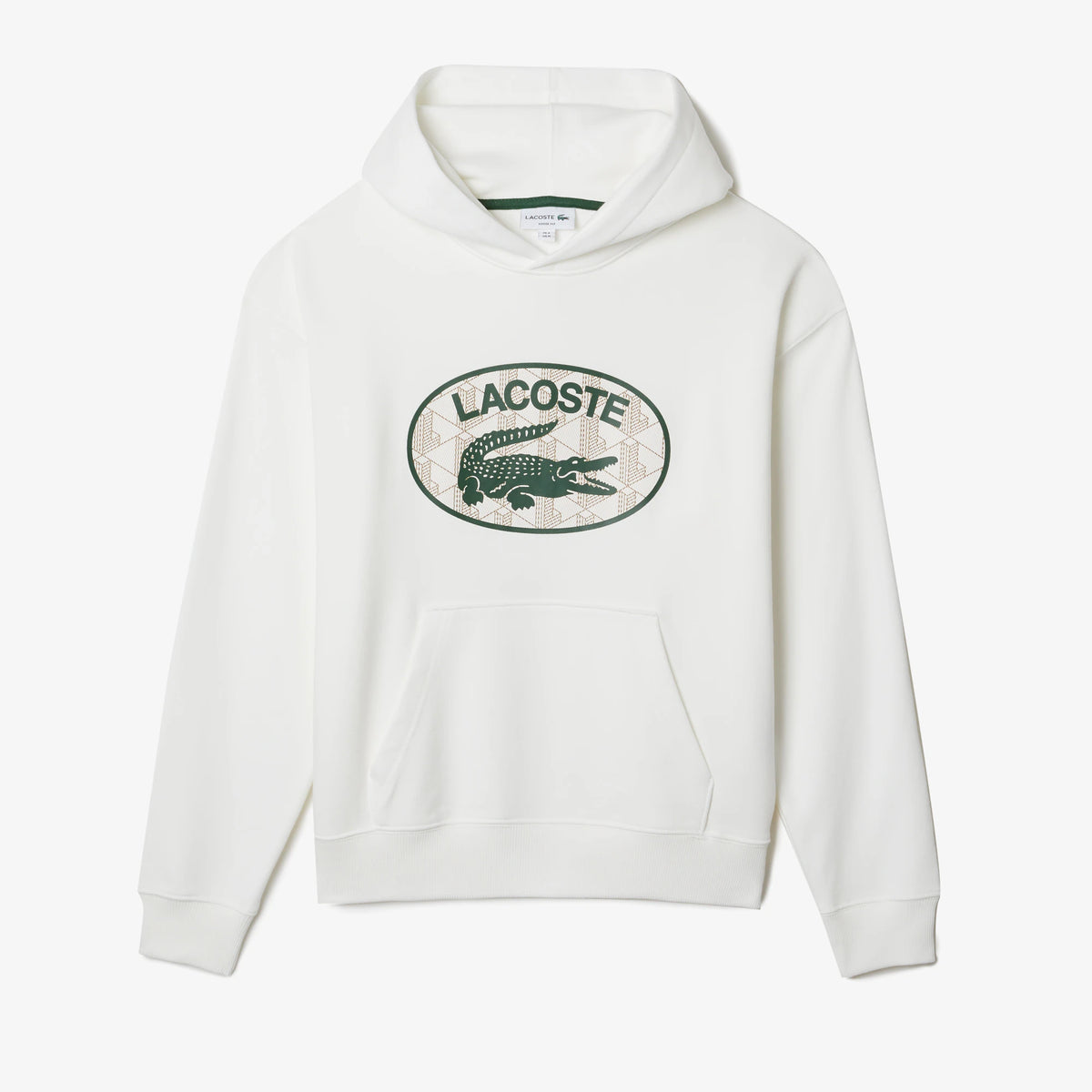 Lacoste Men's Loose Fit Monogram Hoodie White