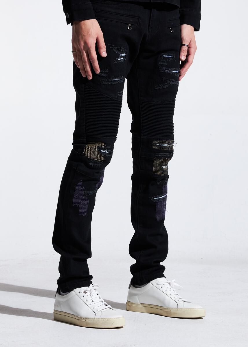 EMBELLISH LUKE BIKER DENIM (BLACK DISTRESSED) EMBSP121-101