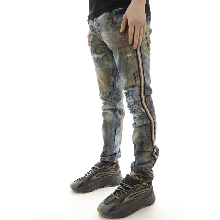 Jordan Craig Men's Sparta Striped Splatter Denim Jeans (Taupe Haze) JM3441