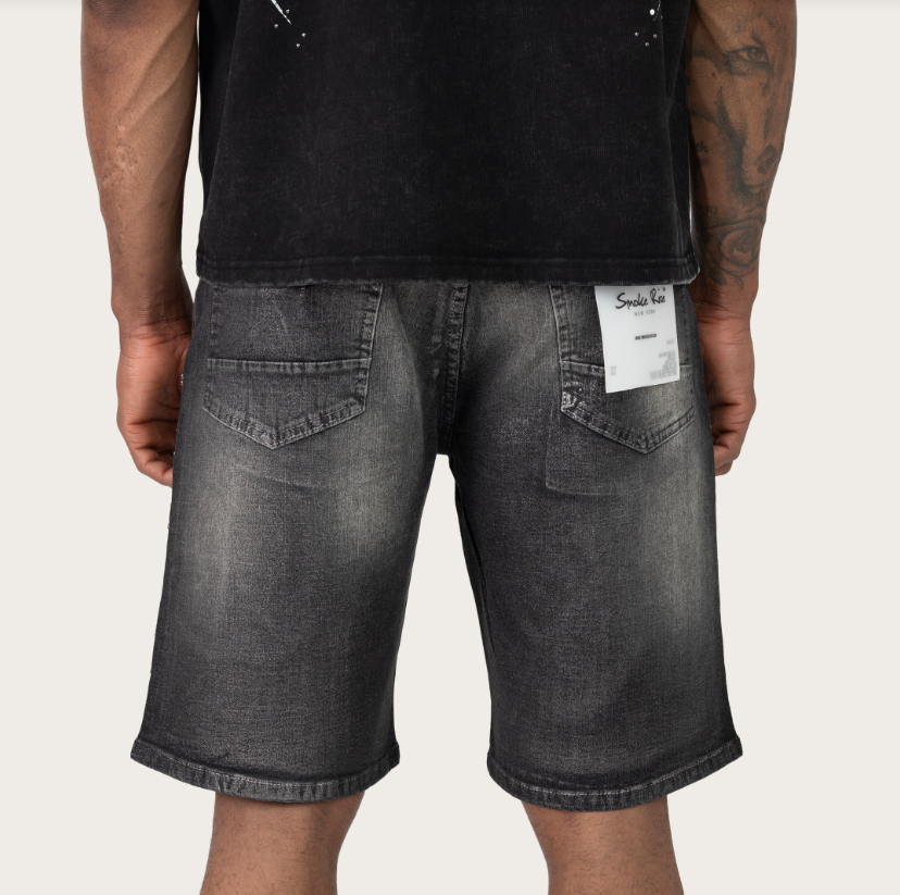 SMOKE RISE PATCHWORK DENIM SHORTS (JS26S453) Molten Black