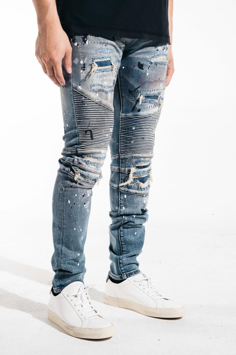 EMBELLISH TYSON BIKER DENIM (BLUE) EMBSP221-152