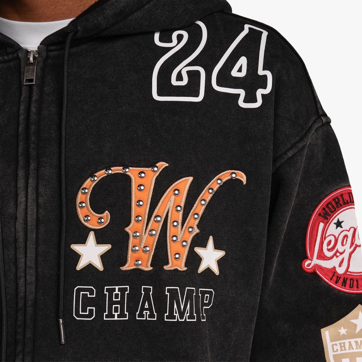 COPPER RIVET WORLD CLASS CHAMPION FULL ZIP HOODIE (BLACK) 631011