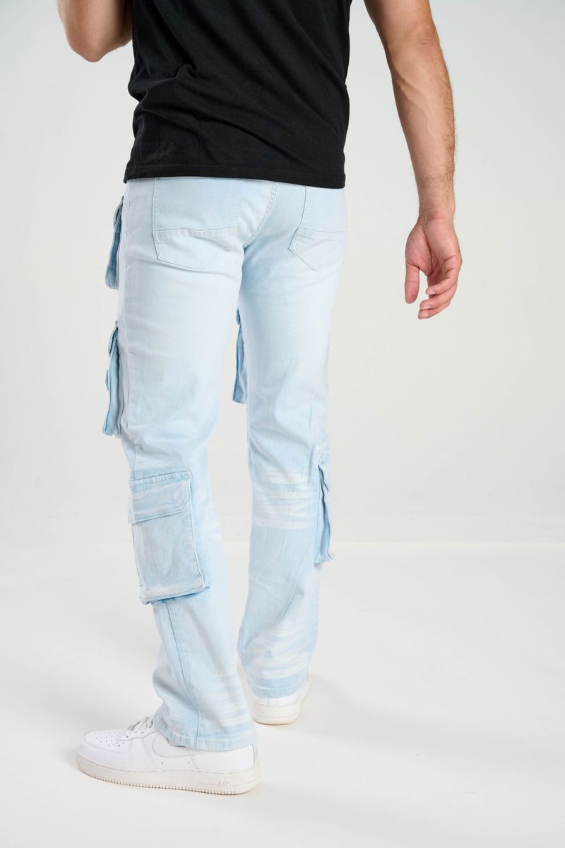 TAKER / RELAX FIT CARGO POCKET DENIM (LT. BLUE) T4092