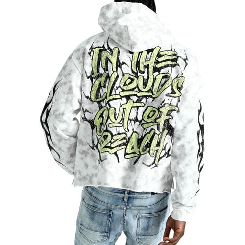 TAKER / RAW-EDGE CROPPED FRENCH TERRYHOODIE T5261 (WHITE)