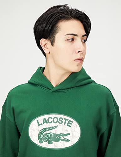 Lacoste  Men's Monogram Motif Lacoste Print Hooded Sweatshirt Green
