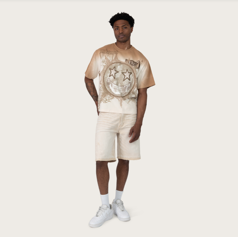 SMOKE RISE SUN BLEACHED EFFECT COLORED SHORT (TS26S130) Abrade Khaki