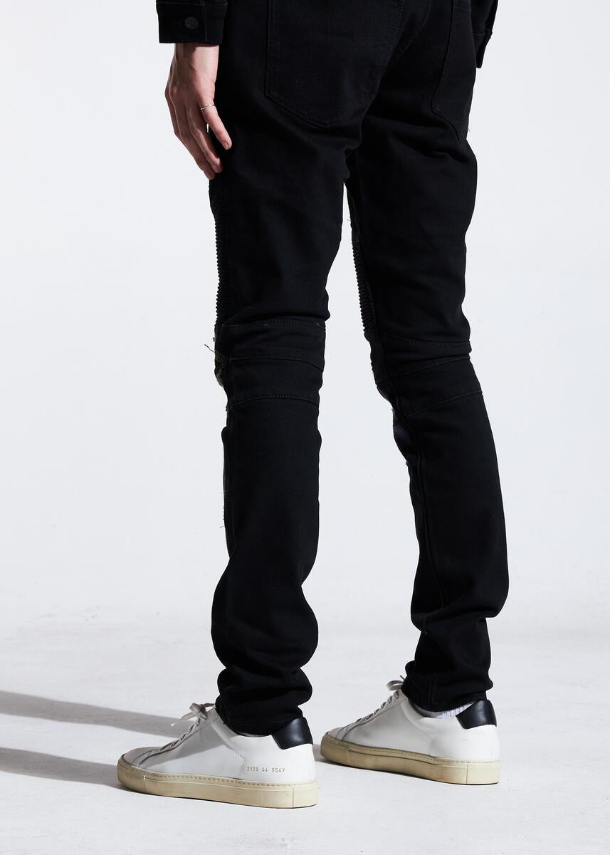 EMBELLISH LUKE BIKER DENIM (BLACK DISTRESSED) EMBSP121-101