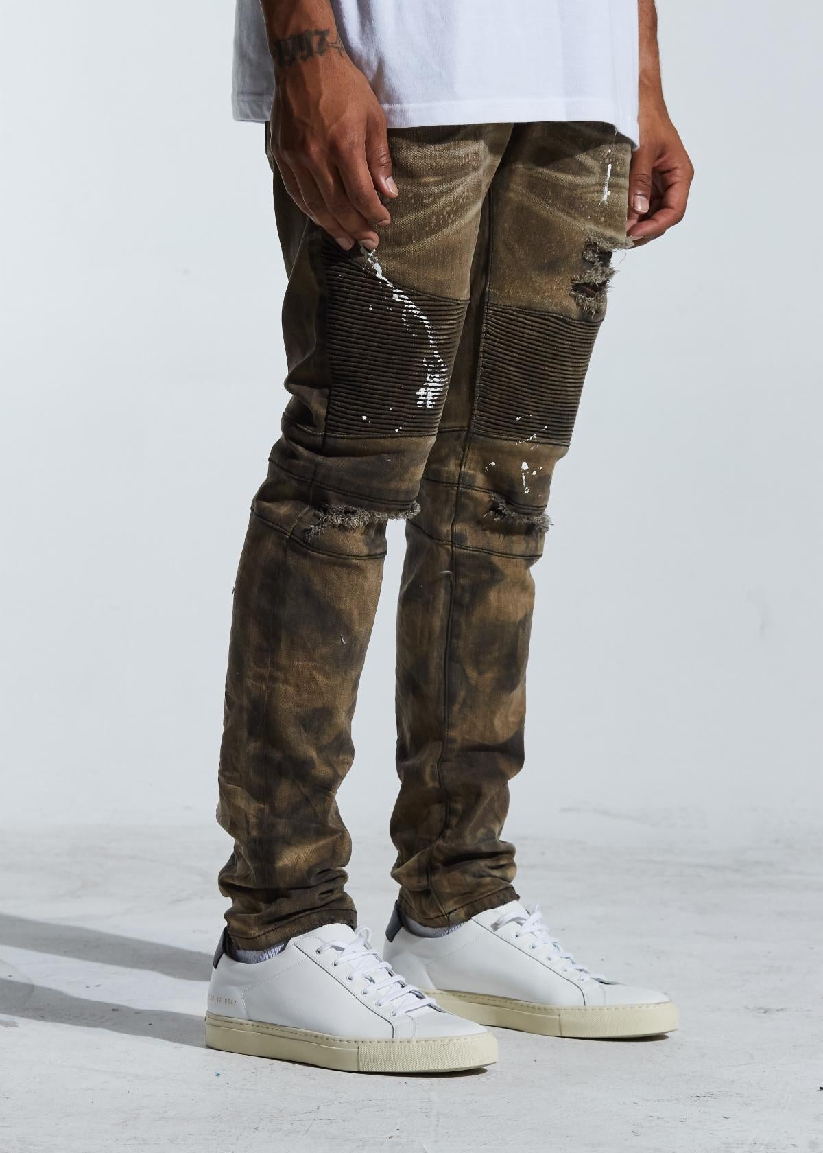 EMBELLISH SALVADOR BIKER DENIM (BROWN) EMBH118-114