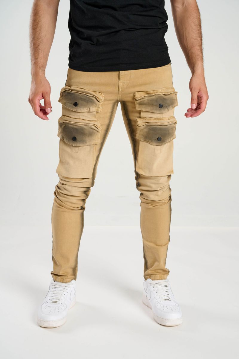 TAKER / CARGO POCKET JEAN SLIM FIT (KHAKI) T4051
