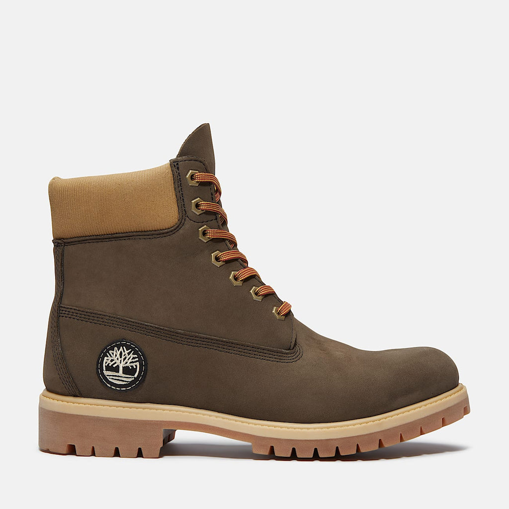 TIMBERLAND PREMIUM 6 INCH WATERPROOF BOOT (DARK BROWN NUBUCK/OLIVE) TB0A2P6WA4J