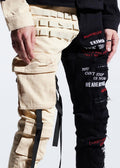 EMBELLISH OUTLAW CARGO DENIM (SPLIT BLACK/CREAM) EMBDECQS20-105
