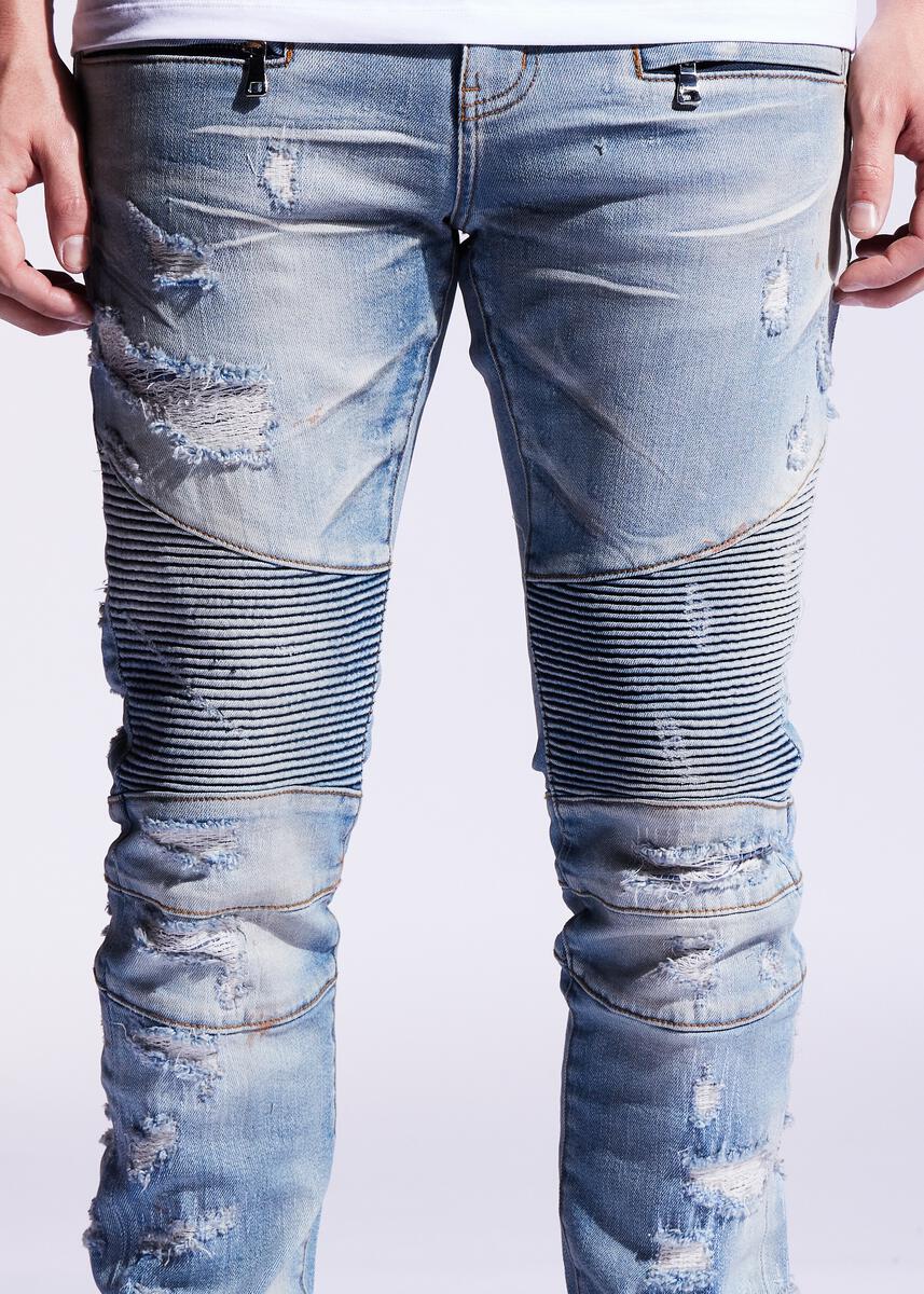 EMBELLISH LERO BIKER DENIM (BLUE) EMBF121-115