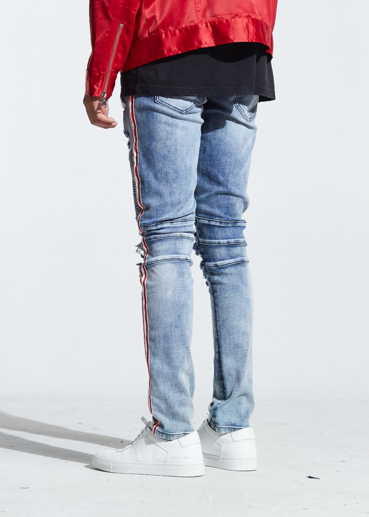 EMBELLISH KHALIL BIKER DENIM (BLUE) EMBSP119-127