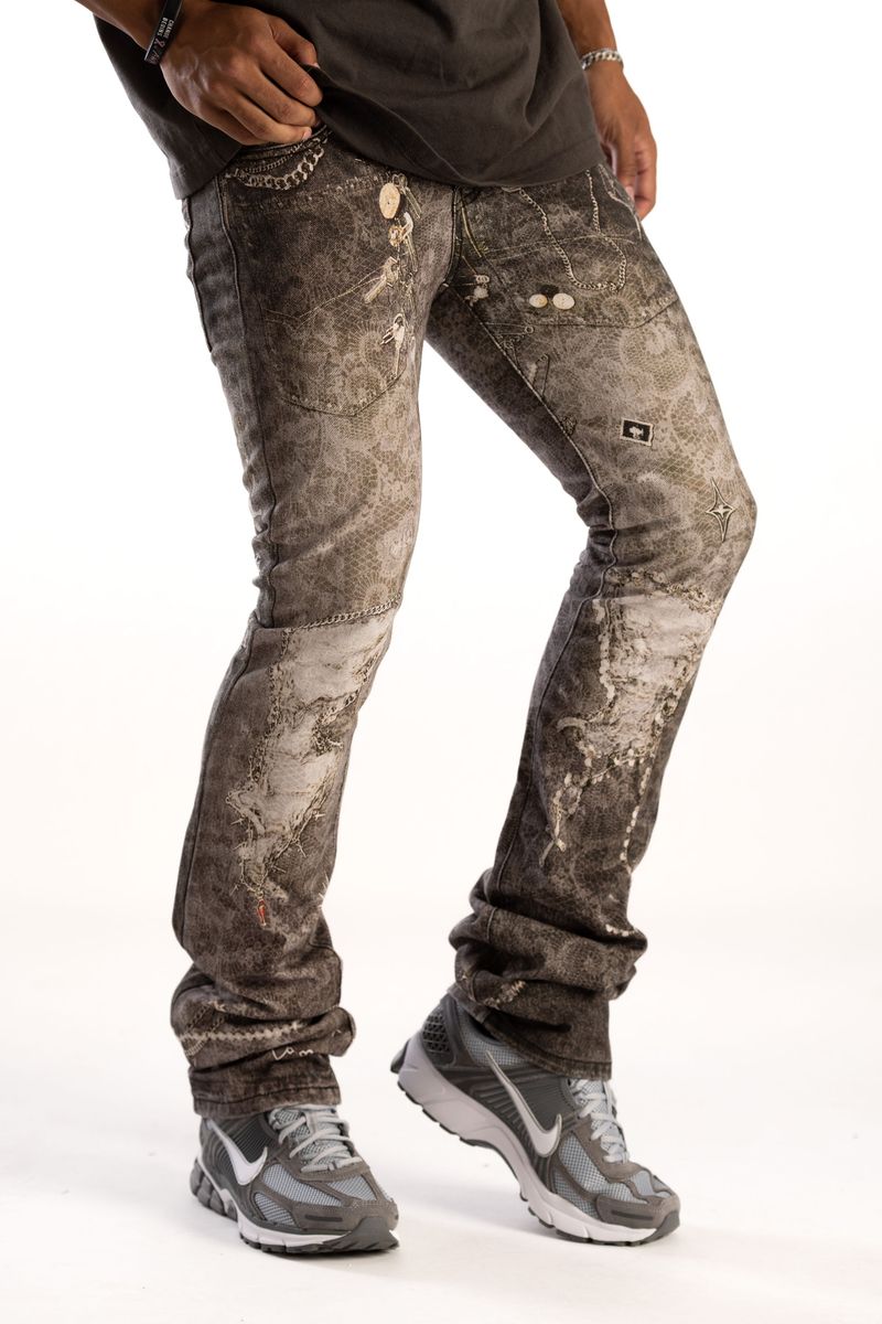 KINDRED / PREMIUM DIGITAL PRINT STACKED JEAN (GREY) KD2234