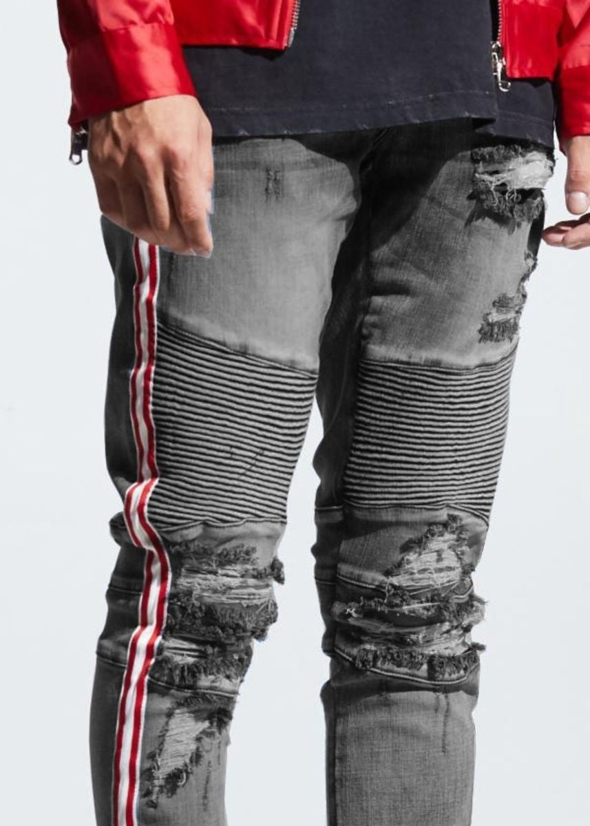 EMBELLISH KHALIL BIKER DENIM (GREY) EMBF219-137