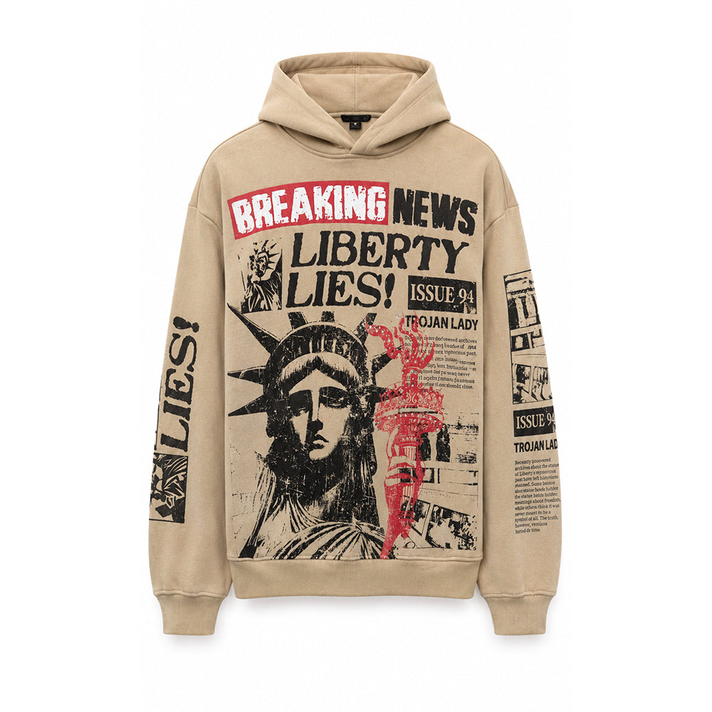 PJ MARK THE TIMES HOODIE (KHAKI) F2661