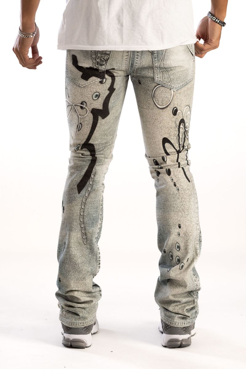 KINDRED / PREMIUM DIGITAL PRINT STACKED JEAN (GREY) KD2235