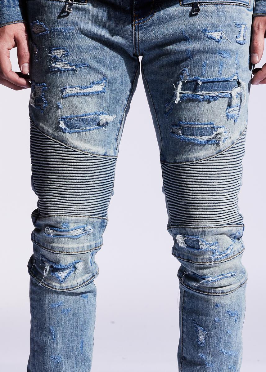 EMBELLISH STEFAN BIKER DENIM (BLUE) EMBF221-112