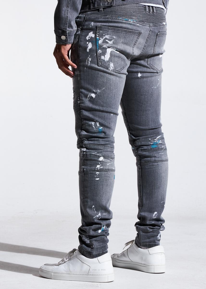 EMBELLISH ASHER BIKER DENIM (GREY PAINT) EMBSP121-104