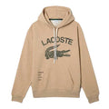 Lacoste Men's Sweatshirt Hooded Loose Fit Crocodile Pullover Beige