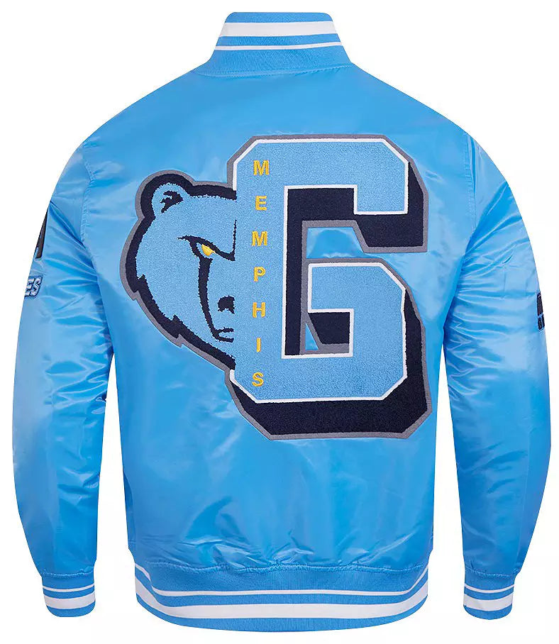 Pro Standard Men's Memphis Grizzlies Blue Mash Up Rib Satin Jacket (University Blue) BMG6515706