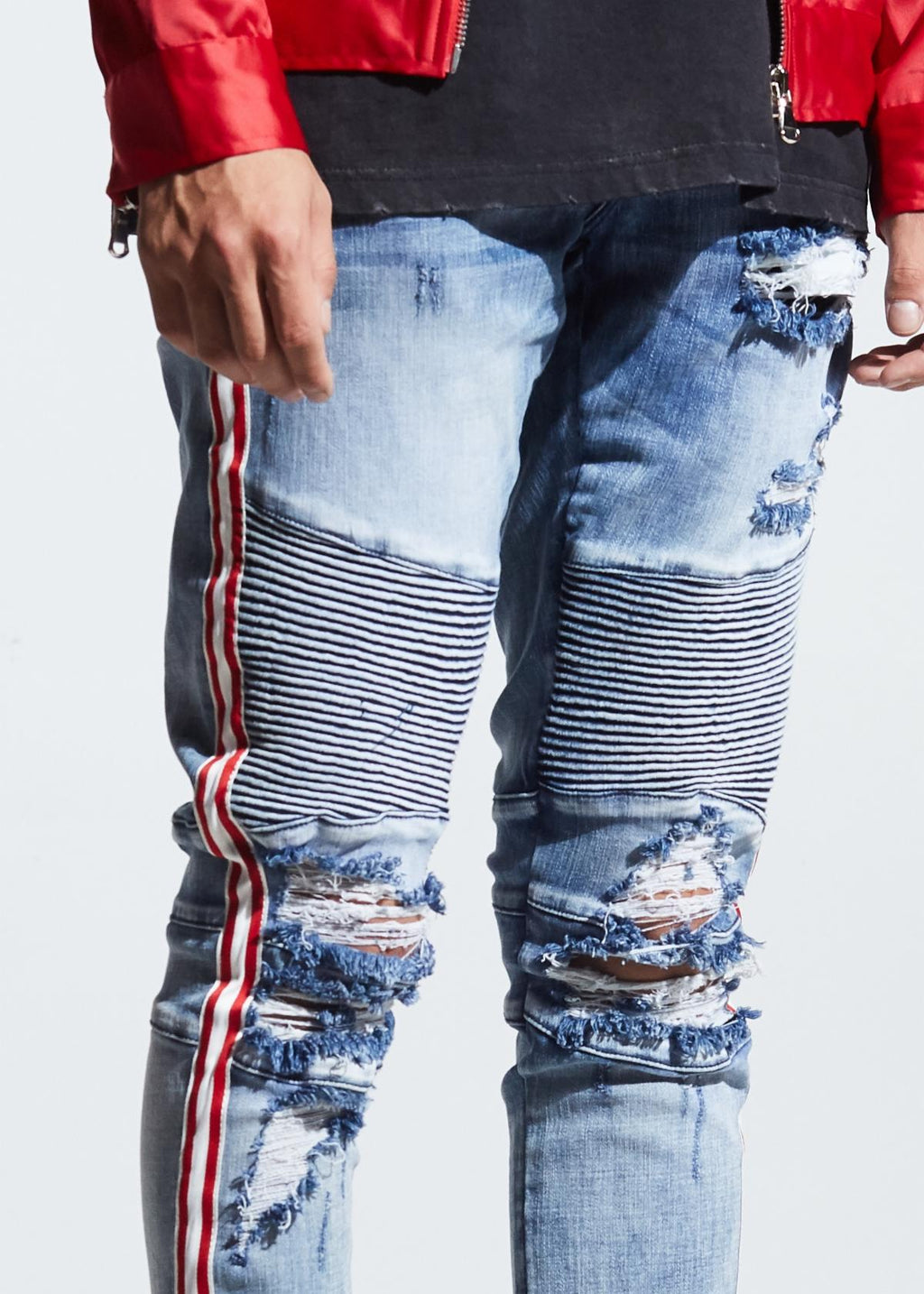 EMBELLISH KHALIL BIKER DENIM (BLUE) EMBSP119-127
