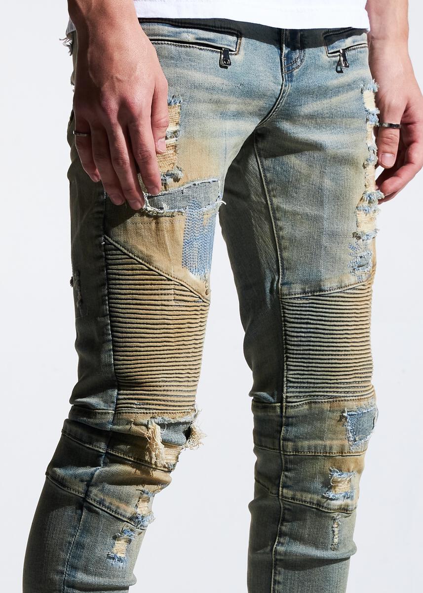 EMBELLISH PYLA BIKER DENIM (LIGHT SAND) EMBSP121-107