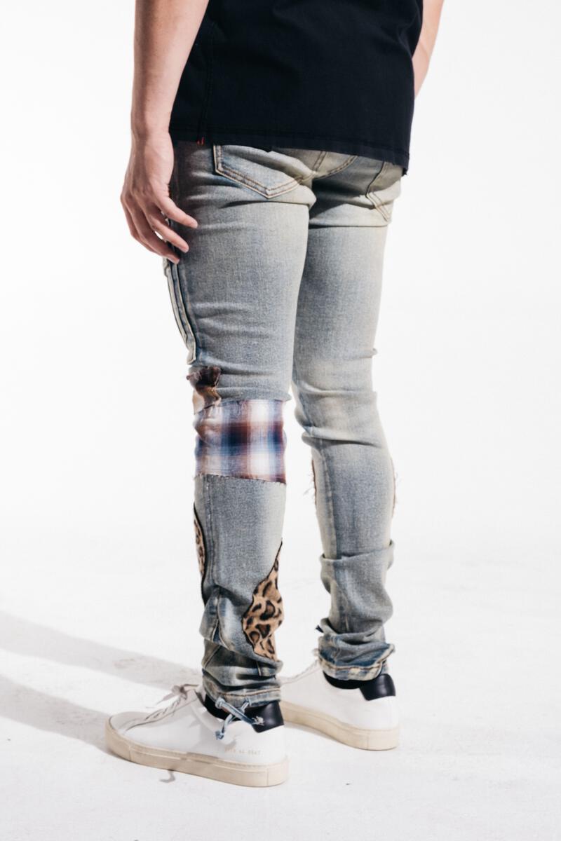 EMBELLISH TREY CARGO DENIM (BLUE PATCHWORK) EMBSP221-141