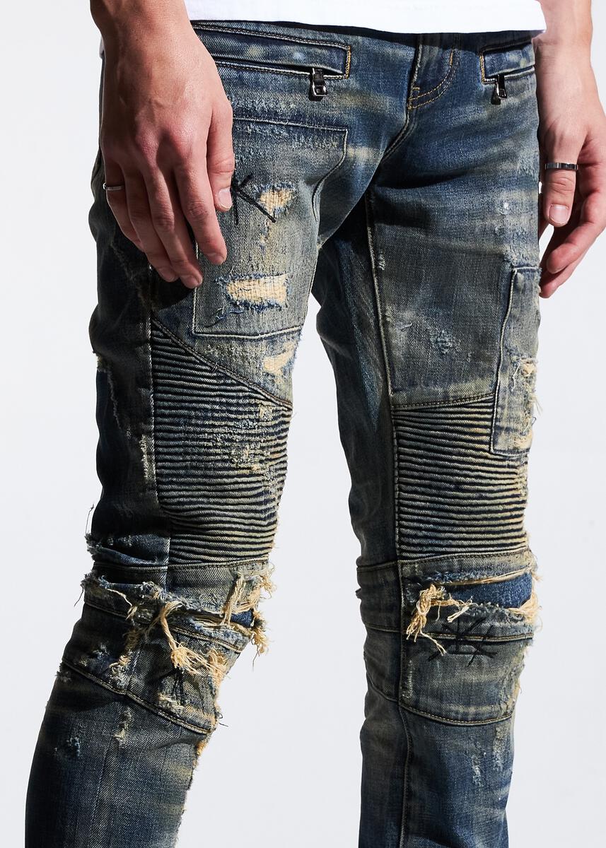 EMBELLISH FEZ BIKER DENIM (INDIGO SAND) EMBSP221-109