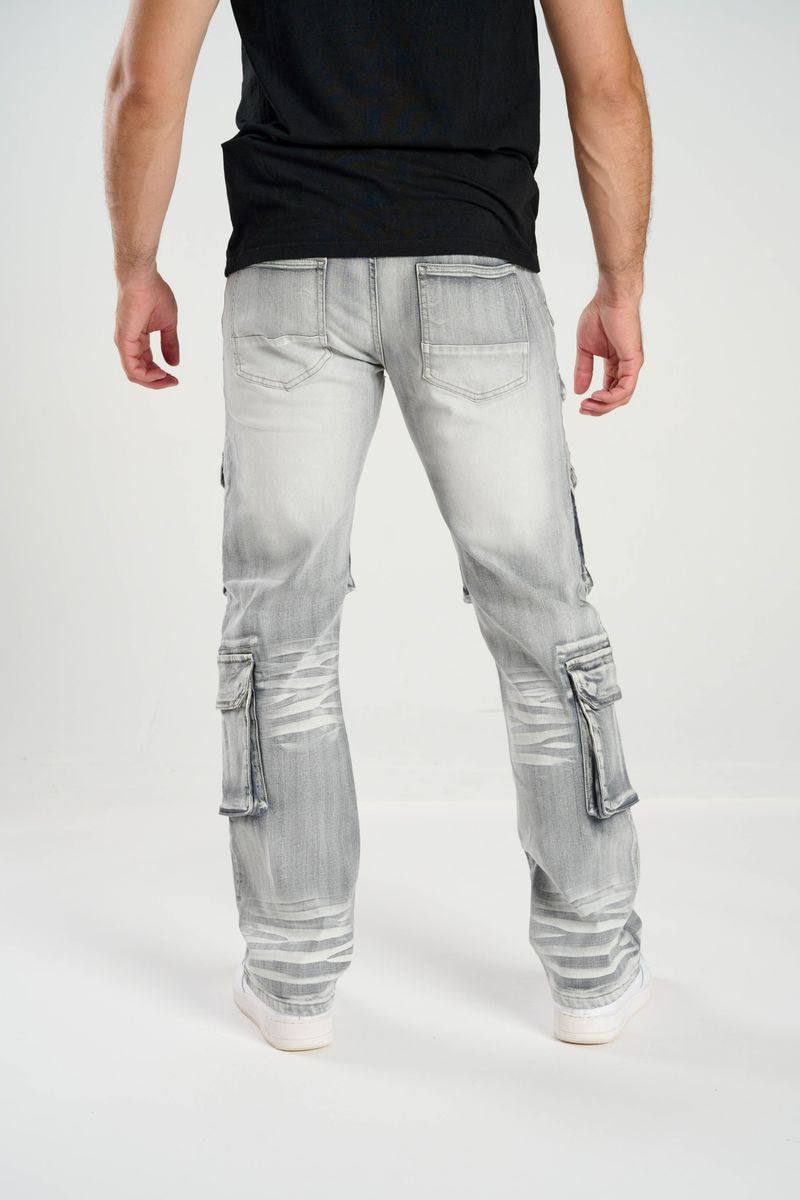 TAKER / CARGO POCKET DENIM RELAX FIT (GREY) T4092