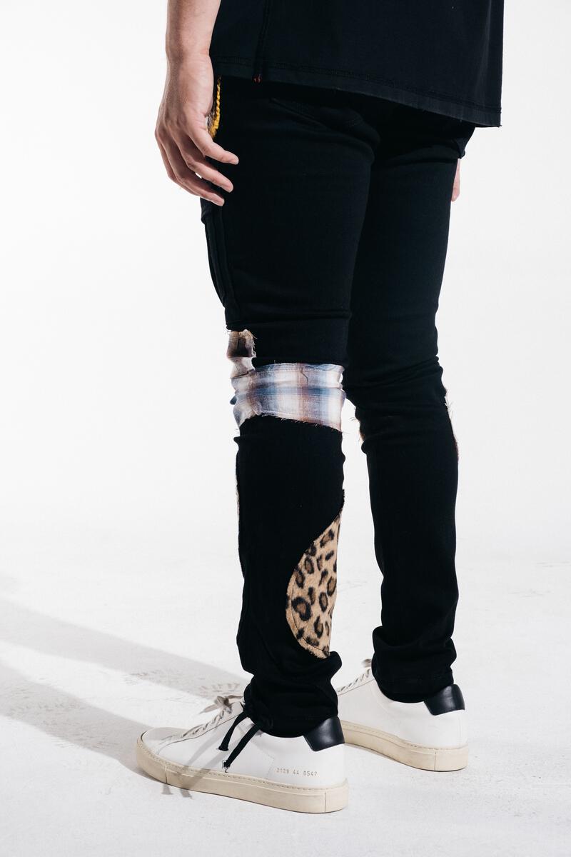 EMBELLISH TREY CARGO DENIM (BLACK PATCHWORK) EMBSP221-159