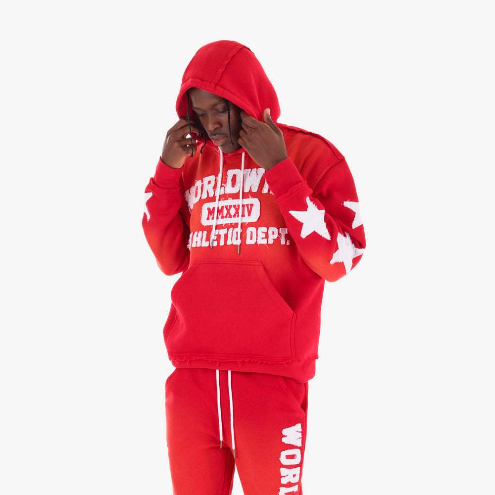 COPPER RIVET WORLD WIDE HOODIE (RED)