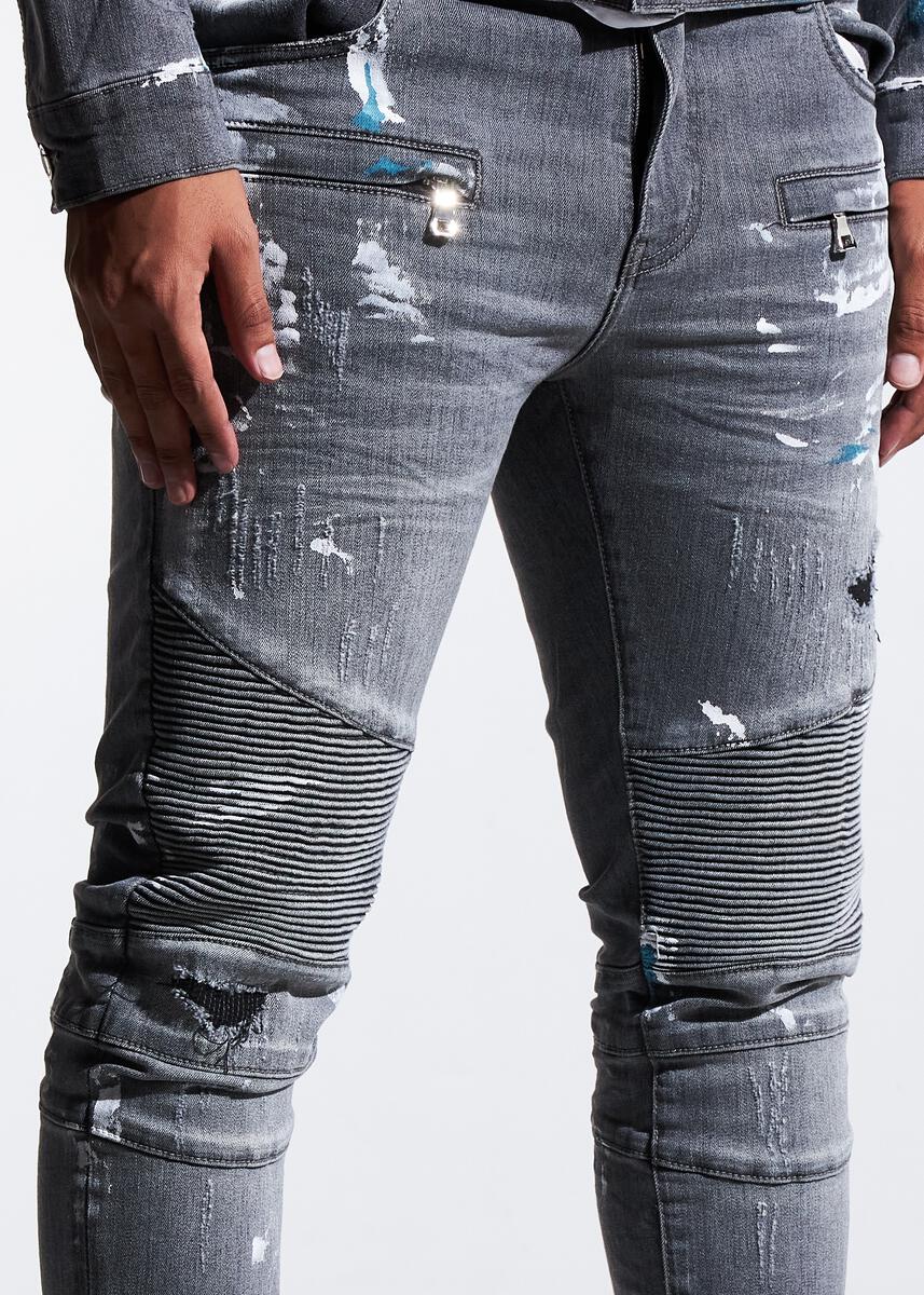EMBELLISH ASHER BIKER DENIM (GREY PAINT) EMBSP121-104