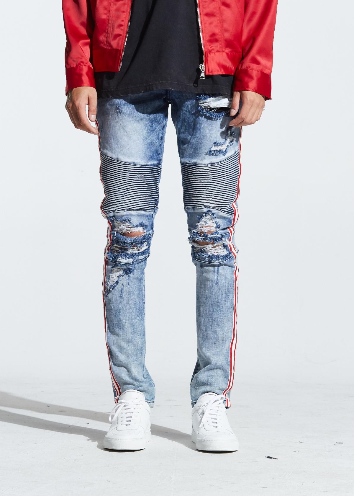 EMBELLISH KHALIL BIKER DENIM (BLUE) EMBSP119-127
